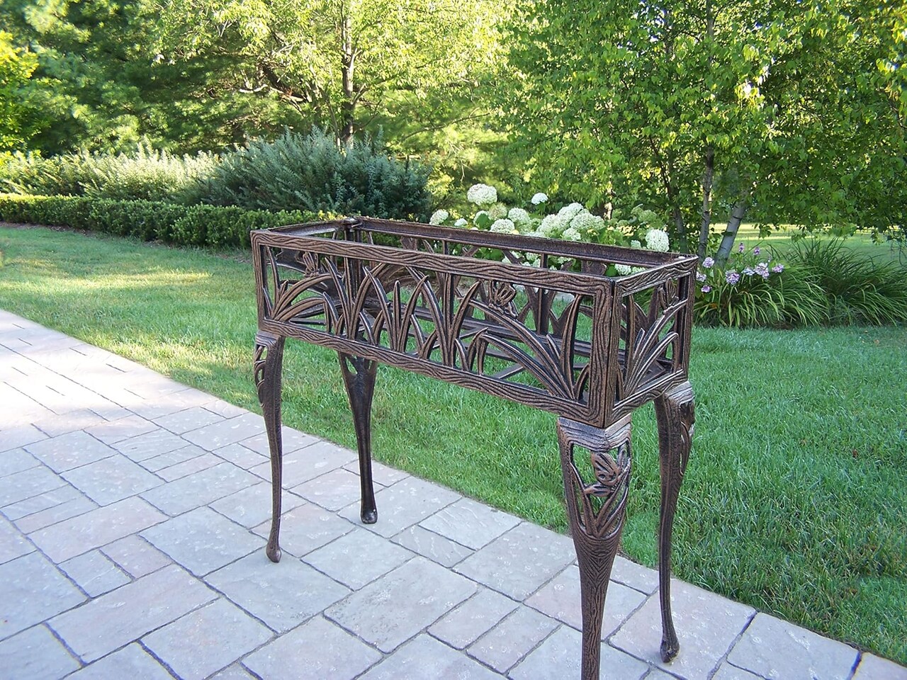 Outdoor Living and Style Butterfly Rectangular Outdoor Garden Plant Stand - Antique Bronze - 33"